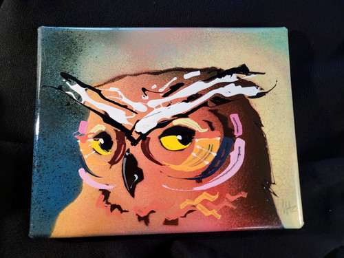 Hand painted stylized owl - hand,